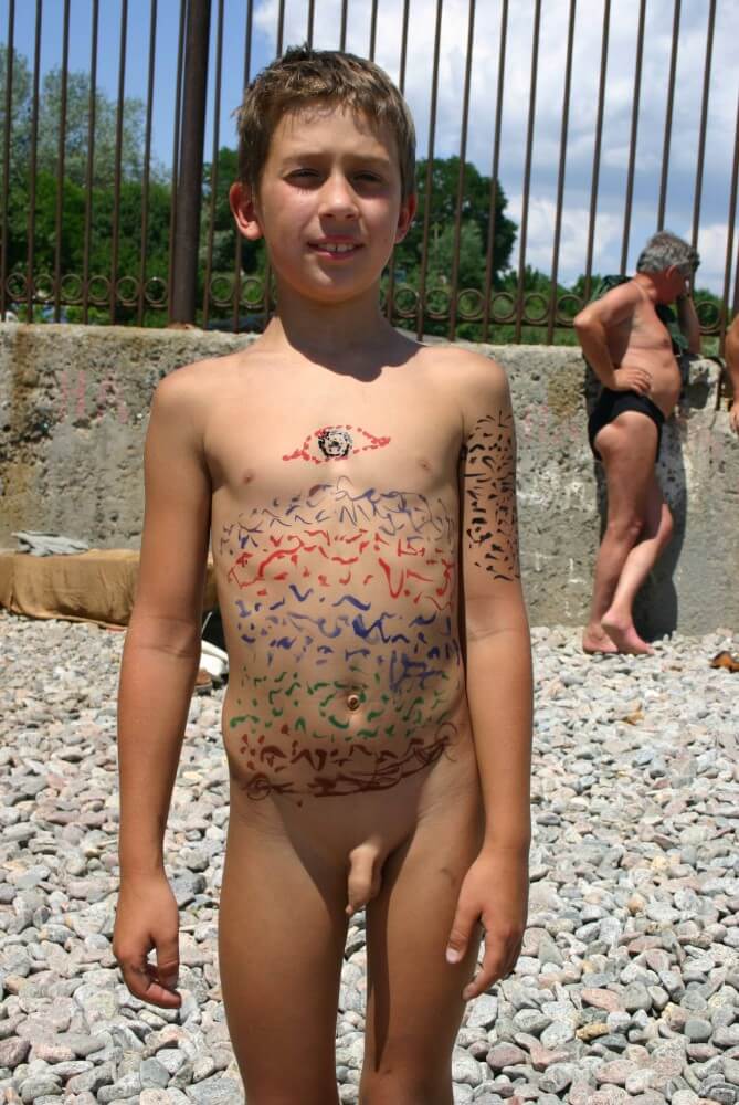 Father and Daughter Painted pics - Being oneself and accepting ones body as core principles of naturism and nudism