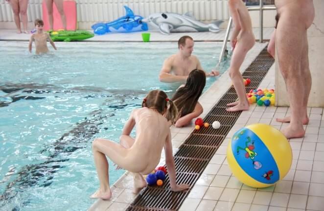 Nude family in the pool photos - The concept of being without clothes