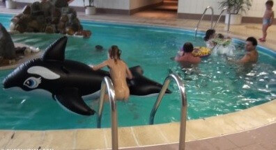 Indoor dolphin ride Full HD - Naturism creates harmony with the environment